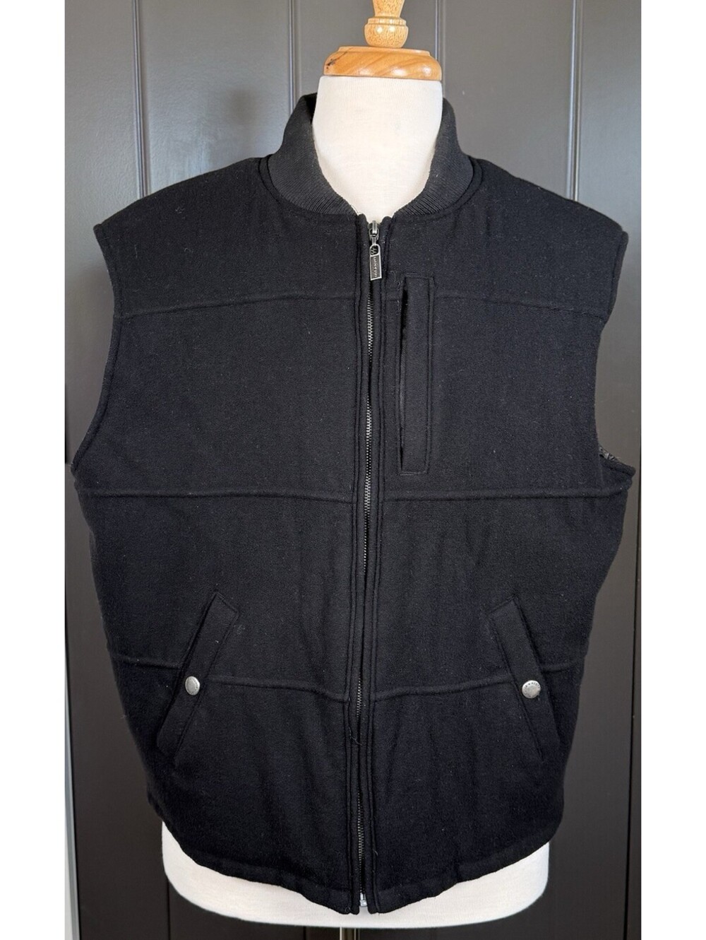 Lyle & Scott Scotland Mens L Black Wool Cashmere Vest Quilted Full Zip